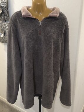 Trinity Sherpa Fleece Quarter Zip Gray Pullover Men’s L Sweater
